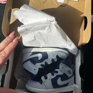 Jordan Kids Navy and White Sneakers